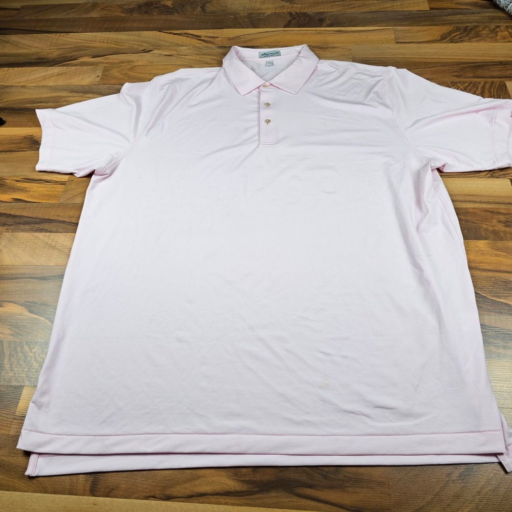 Peter Millar Summer Comfort Polo Shirt Pink Micro Stripe Performance XXL